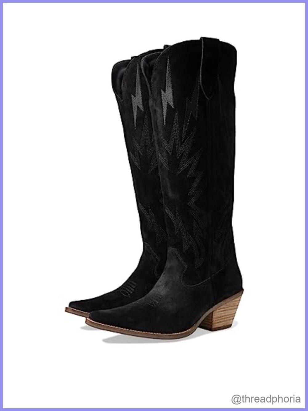 Dingo Thunder Road Knee High Cowboy Boots Leather Snip Toe Block Heel